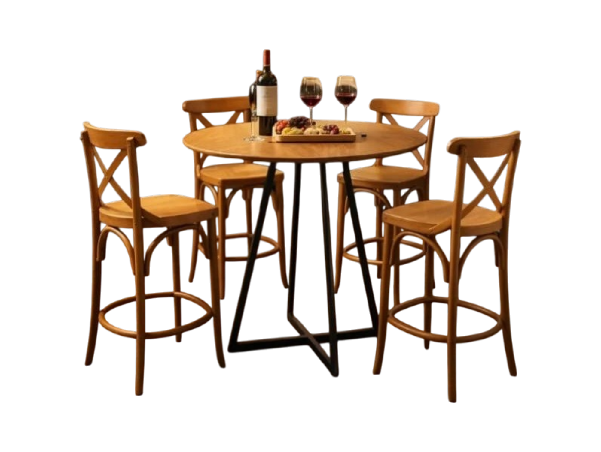 Mesa bistrô com banquetas de madeira